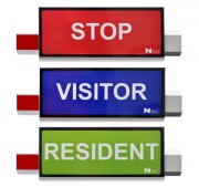 Ultra-light STOP VISITOR RESIDENT signboard is a useful gate accessory for directing traffic flow.