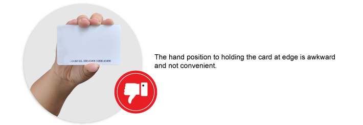 not convenient hand position to holding cards