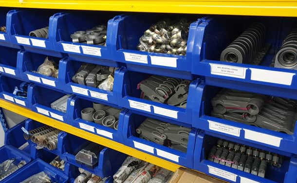 Picture of a rack full of spare parts New