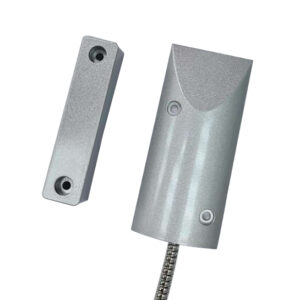 Floor roller shutter door magnetic contact sensor used for intrusion detection and access monitoring.