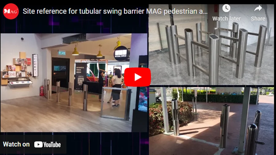 Site reference for tubular swing barrier MAG pedestrian access products Site reference for tubular swing barrier MAG pedestrian access products
